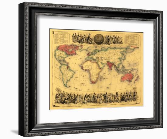 World Map Showing British Empire - Panoramic Map-Lantern Press-Framed Art Print