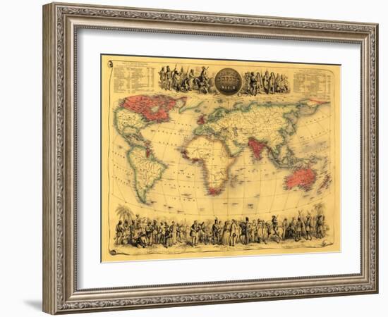 World Map Showing British Empire - Panoramic Map-Lantern Press-Framed Art Print