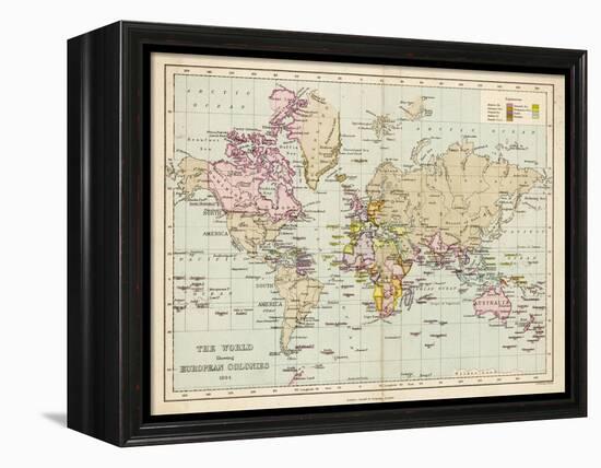 World Map Showing the European Colonies-F.s. Weller-Framed Premier Image Canvas