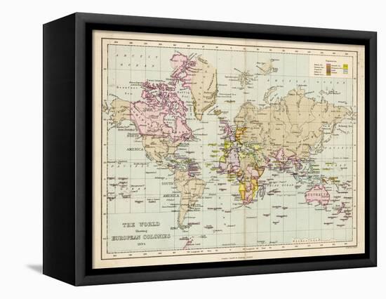 World Map Showing the European Colonies-F.s. Weller-Framed Premier Image Canvas