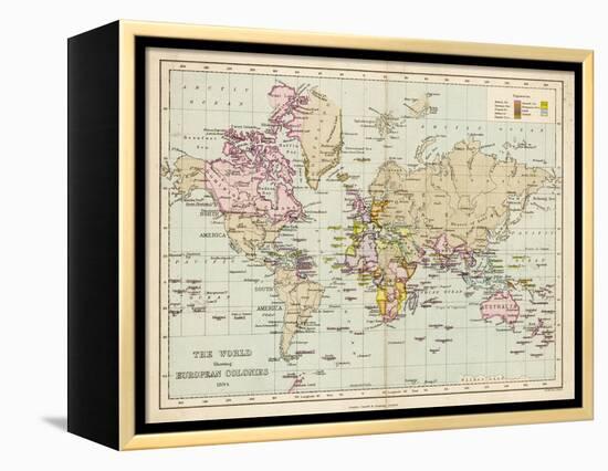 World Map Showing the European Colonies-F.s. Weller-Framed Premier Image Canvas