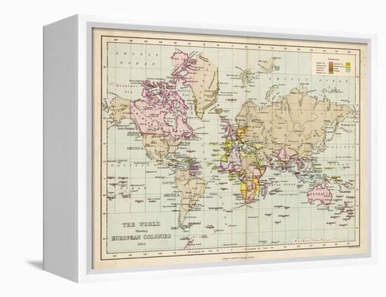 World Map Showing the European Colonies-F.s. Weller-Framed Premier Image Canvas