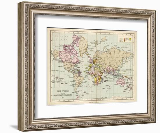 World Map Showing the European Colonies-F.s. Weller-Framed Photographic Print