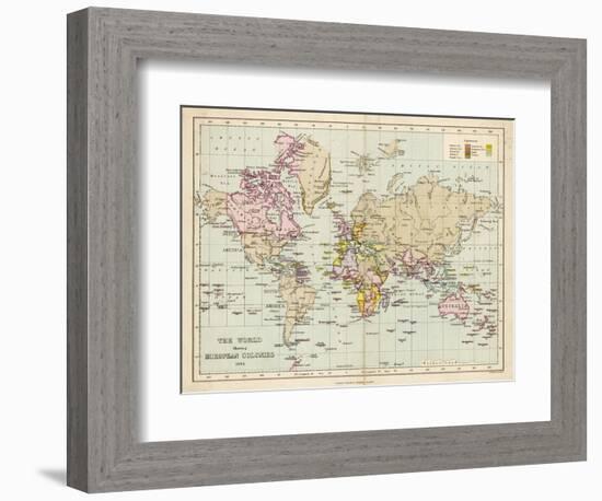 World Map Showing the European Colonies-F.s. Weller-Framed Photographic Print