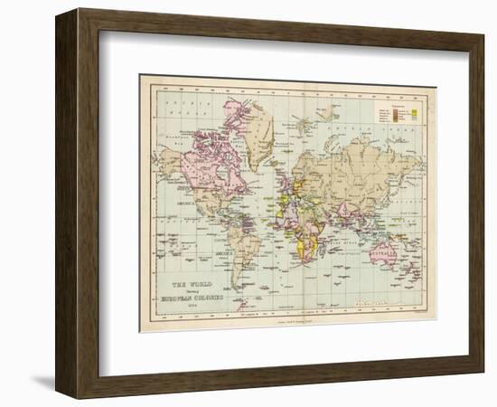 World Map Showing the European Colonies-F.s. Weller-Framed Photographic Print