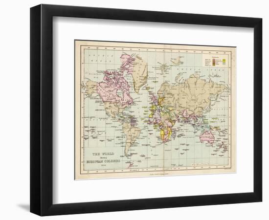 World Map Showing the European Colonies-F.s. Weller-Framed Photographic Print