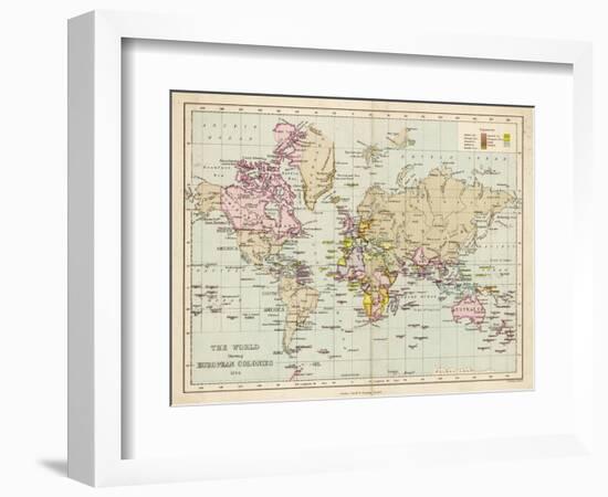 World Map Showing the European Colonies-F.s. Weller-Framed Photographic Print