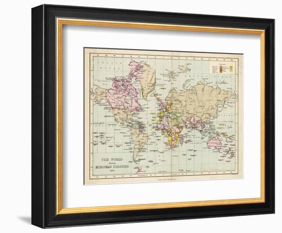 World Map Showing the European Colonies-F.s. Weller-Framed Photographic Print