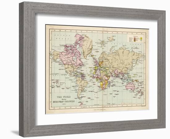 World Map Showing the European Colonies-F.s. Weller-Framed Art Print