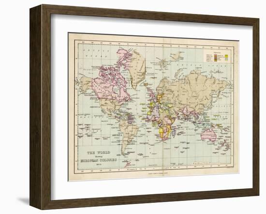 World Map Showing the European Colonies-F.s. Weller-Framed Art Print