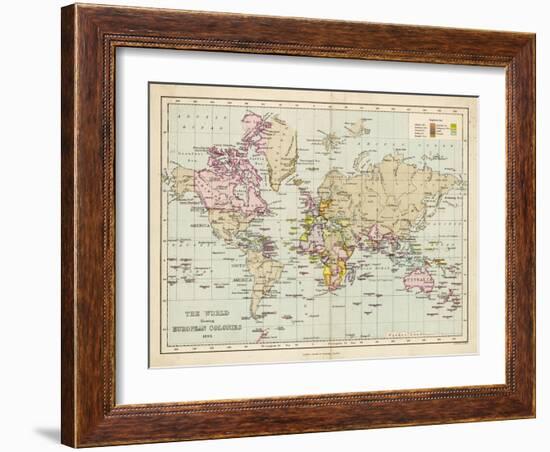 World Map Showing the European Colonies-F.s. Weller-Framed Art Print