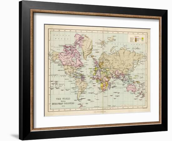 World Map Showing the European Colonies-F.s. Weller-Framed Art Print