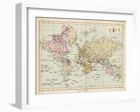 World Map Showing the European Colonies-F.s. Weller-Framed Art Print