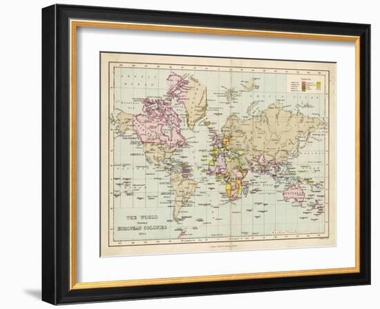 World Map Showing the European Colonies-F.s. Weller-Framed Art Print