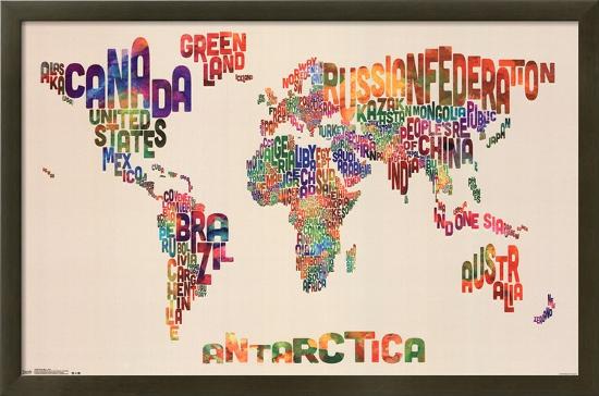 World Map - Text-null-Framed Poster