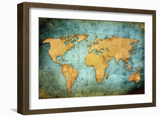 World Map Textures And Backgrounds-ilolab-Framed Art Print