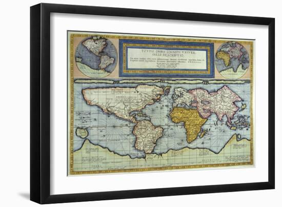 World Map, Totus Orbis Cogniti Universalis-Gerard De Jode-Framed Giclee Print