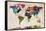 World Map Urban Watercolour-Michael Tompsett-Framed Stretched Canvas