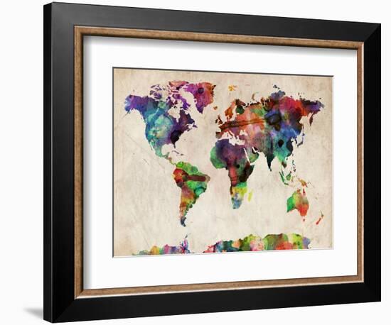 World Map Urban Watercolour-Michael Tompsett-Framed Art Print