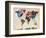 World Map Urban Watercolour-Michael Tompsett-Framed Art Print