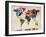 World Map Urban Watercolour-Michael Tompsett-Framed Art Print