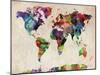 World Map Urban Watercolour-Michael Tompsett-Mounted Art Print