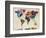 World Map Urban Watercolour-Michael Tompsett-Framed Art Print