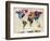 World Map Urban Watercolour-Michael Tompsett-Framed Art Print