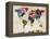 World Map Urban Watercolour-Michael Tompsett-Framed Stretched Canvas