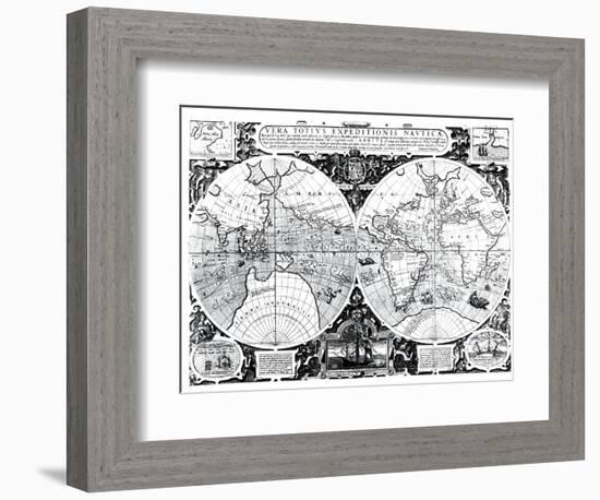 World Map; Vera Totius Expeditionis Nauticae-null-Framed Giclee Print