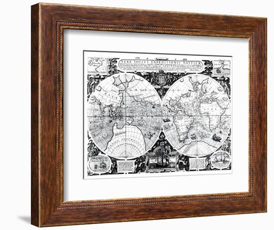 World Map; Vera Totius Expeditionis Nauticae-null-Framed Giclee Print