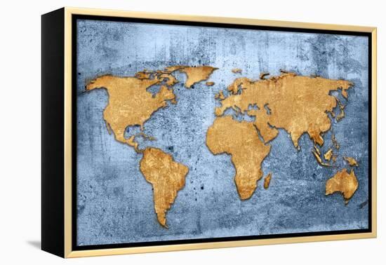 World Map Vintage Artwork-ilolab-Framed Stretched Canvas