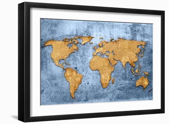 World Map Vintage Artwork-ilolab-Framed Art Print