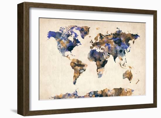 World Map Watercolor-Michael Tompsett-Framed Art Print