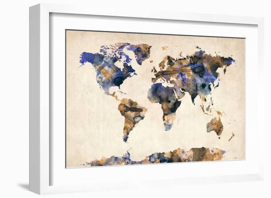 World Map Watercolor-Michael Tompsett-Framed Art Print