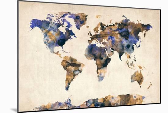 World Map Watercolor-Michael Tompsett-Mounted Art Print