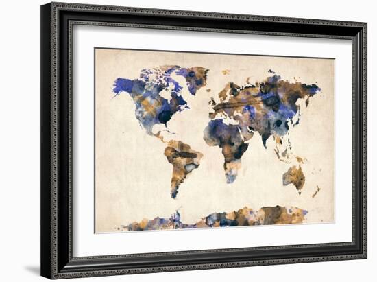 World Map Watercolor-Michael Tompsett-Framed Art Print