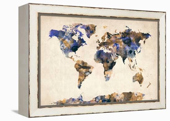 World Map Watercolor-Michael Tompsett-Framed Stretched Canvas