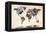 World Map Watercolor-Michael Tompsett-Framed Stretched Canvas