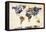 World Map Watercolor-Michael Tompsett-Framed Stretched Canvas