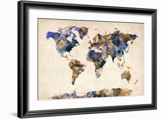 World Map Watercolor-Michael Tompsett-Framed Art Print