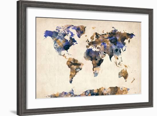 World Map Watercolor-Michael Tompsett-Framed Art Print
