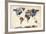 World Map Watercolor-Michael Tompsett-Framed Art Print