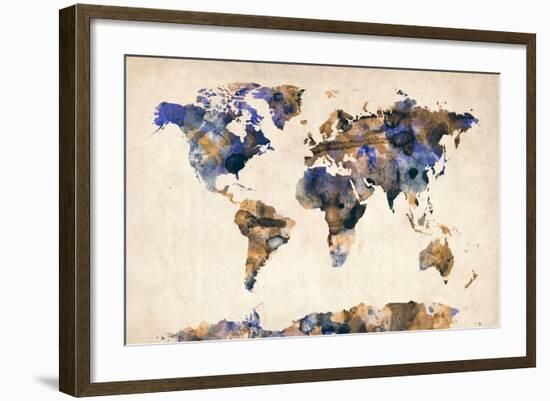 World Map Watercolor-Michael Tompsett-Framed Art Print