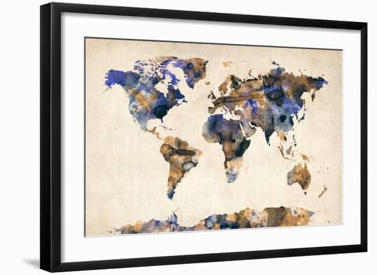 World Map Watercolor-Michael Tompsett-Framed Art Print