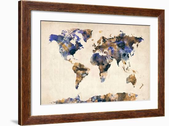 World Map Watercolor-Michael Tompsett-Framed Art Print