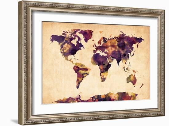 World Map Watercolor-Michael Tompsett-Framed Art Print