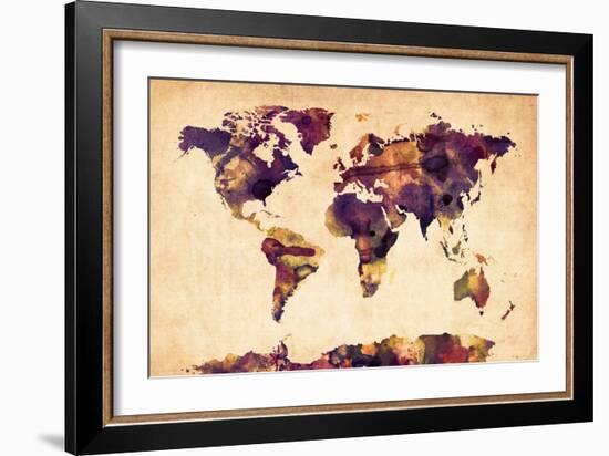 World Map Watercolor-Michael Tompsett-Framed Art Print