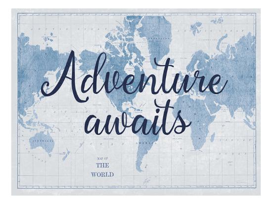 World Map White And Blue V2 Art Print Sue Schlabach Art Com