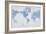 World Map White and Blue-Sue Schlabach-Framed Art Print